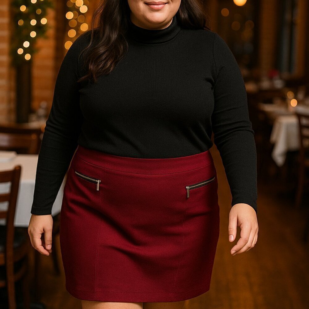 Roz & Ali Sexy Zipper Accented Pencil Skirt Size 3X